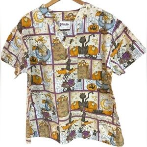 Uniform City Comfy Cottons Halloween Graphic Scrub Top L